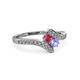 3 - Eleni Rhodolite Garnet and Tanzanite with Side Diamonds Bypass Ring 