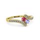3 - Eleni Rhodolite Garnet and Tanzanite with Side Diamonds Bypass Ring 