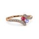 3 - Eleni Rhodolite Garnet and Tanzanite with Side Diamonds Bypass Ring 