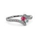 3 - Eleni Rhodolite Garnet and Diamond with Side Diamonds Bypass Ring 