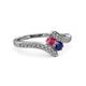 3 - Eleni Rhodolite Garnet and Blue Sapphire with Side Diamonds Bypass Ring 