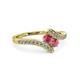 3 - Eleni Rhodolite Garnet with Side Diamonds Bypass Ring 