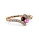 3 - Eleni Red Garnet and Pink Sapphire with Side Diamonds Bypass Ring 
