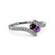 3 - Eleni Red Garnet and Amethyst with Side Diamonds Bypass Ring 