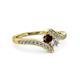 3 - Eleni Red Garnet and Diamond with Side Diamonds Bypass Ring 
