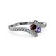 3 - Eleni Red Garnet and Iolite with Side Diamonds Bypass Ring 