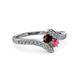 3 - Eleni Red and Rhodolite Garnet with Side Diamonds Bypass Ring 