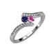 4 - Eleni Blue and Pink Sapphire with Side Diamonds Bypass Ring 