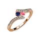 4 - Eleni Blue Sapphire and Pink Tourmaline with Side Diamonds Bypass Ring 