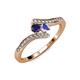 4 - Eleni Blue Sapphire and Tanzanite with Side Diamonds Bypass Ring 