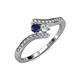 4 - Eleni Blue Sapphire and Diamond with Side Diamonds Bypass Ring 