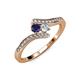 4 - Eleni Blue Sapphire and Diamond with Side Diamonds Bypass Ring 