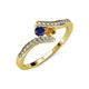 4 - Eleni Blue Sapphire and Citrine with Side Diamonds Bypass Ring 