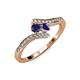 4 - Eleni Blue Sapphire and Iolite with Side Diamonds Bypass Ring 