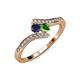 4 - Eleni Blue Sapphire and Green Garnet with Side Diamonds Bypass Ring 