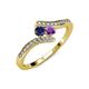 4 - Eleni Blue Sapphire and Amethyst with Side Diamonds Bypass Ring 