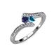 4 - Eleni Blue Sapphire and London Blue Topaz with Side Diamonds Bypass Ring 