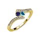 4 - Eleni Blue Sapphire and London Blue Topaz with Side Diamonds Bypass Ring 