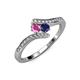 4 - Eleni Pink and Blue Sapphire with Side Diamonds Bypass Ring 