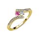 4 - Eleni Pink Sapphire and Diamond with Side Diamonds Bypass Ring 