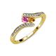 4 - Eleni Pink Sapphire and Citrine with Side Diamonds Bypass Ring 