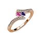 4 - Eleni Pink Sapphire and Iolite with Side Diamonds Bypass Ring 