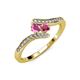 4 - Eleni Pink Sapphire and Rhodolite Garnet with Side Diamonds Bypass Ring 
