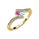 4 - Eleni Pink Sapphire and Aquamarine with Side Diamonds Bypass Ring 