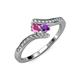 4 - Eleni Pink Sapphire and Amethyst with Side Diamonds Bypass Ring 