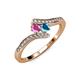 4 - Eleni Pink Sapphire and London Blue Topaz with Side Diamonds Bypass Ring 