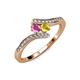4 - Eleni Pink and Yellow Sapphire with Side Diamonds Bypass Ring 