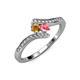 4 - Eleni Citrine and Pink Tourmaline with Side Diamonds Bypass Ring 