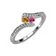 4 - Eleni Citrine and Rhodolite Garnet with Side Diamonds Bypass Ring 