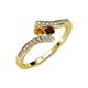 4 - Eleni Citrine and Red Garnet with Side Diamonds Bypass Ring 