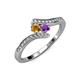 4 - Eleni Citrine and Amethyst with Side Diamonds Bypass Ring 