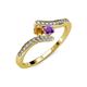 4 - Eleni Citrine and Amethyst with Side Diamonds Bypass Ring 