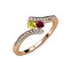 4 - Eleni Yellow Sapphire and Ruby with Side Diamonds Bypass Ring 
