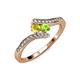 4 - Eleni Yellow Sapphire and Peridot with Side Diamonds Bypass Ring 