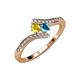 4 - Eleni Yellow Sapphire and London Blue Topaz with Side Diamonds Bypass Ring 