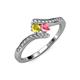 4 - Eleni Yellow Sapphire and Pink Tourmaline with Side Diamonds Bypass Ring 