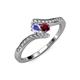 4 - Eleni Tanzanite and Ruby with Side Diamonds Bypass Ring 