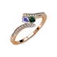 4 - Eleni Tanzanite and Emerald with Side Diamonds Bypass Ring 