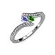 4 - Eleni Tanzanite and Green Garnet with Side Diamonds Bypass Ring 