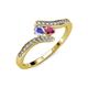 4 - Eleni Tanzanite and Rhodolite Garnet with Side Diamonds Bypass Ring 