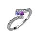 4 - Eleni Tanzanite and Amethyst with Side Diamonds Bypass Ring 