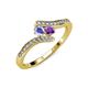4 - Eleni Tanzanite and Amethyst with Side Diamonds Bypass Ring 