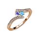 4 - Eleni Tanzanite and Blue Topaz with Side Diamonds Bypass Ring 