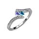 4 - Eleni Tanzanite and London Blue Topaz with Side Diamonds Bypass Ring 