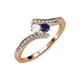 4 - Eleni White and Blue Sapphire with Side Diamonds Bypass Ring 