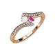 4 - Eleni White and Pink Sapphire with Side Diamonds Bypass Ring 